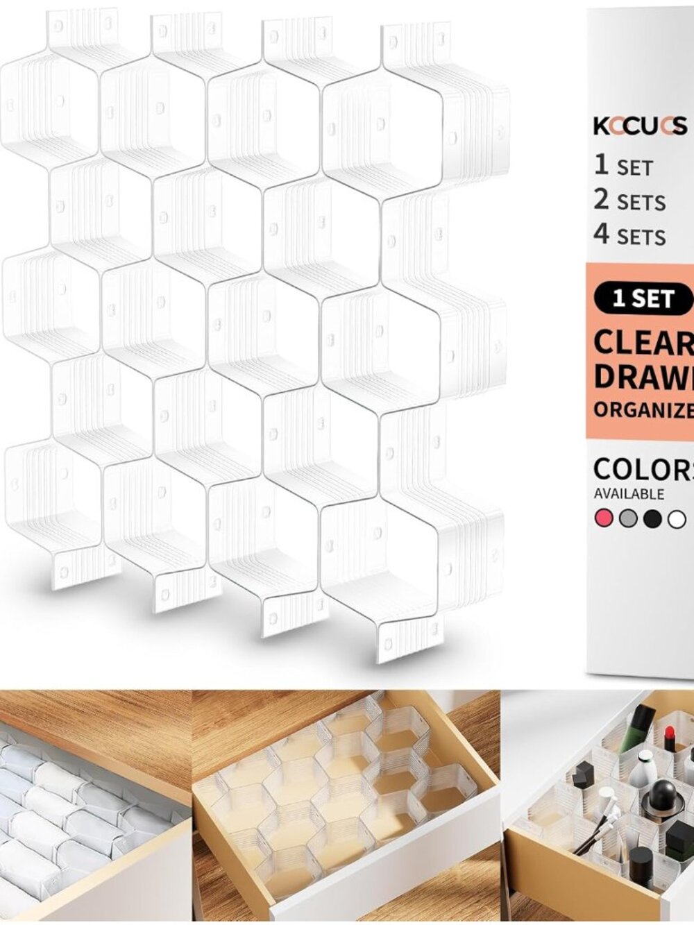 Honeycomb Separator Adjustable Drawer Organizer Divider for Underwear Belt-Scarf